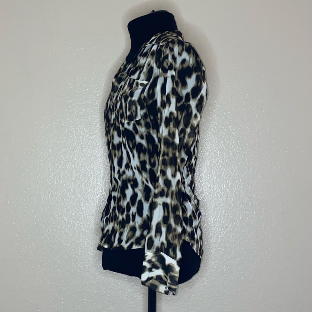 Guess Leopard Print Button Up Chiffon Long Sleeve… - image 4